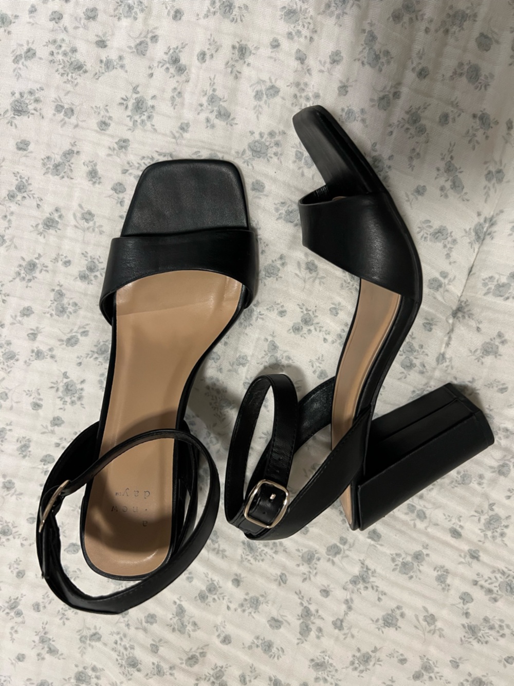a new day Black Block Heel Ankle-Strap Sandals